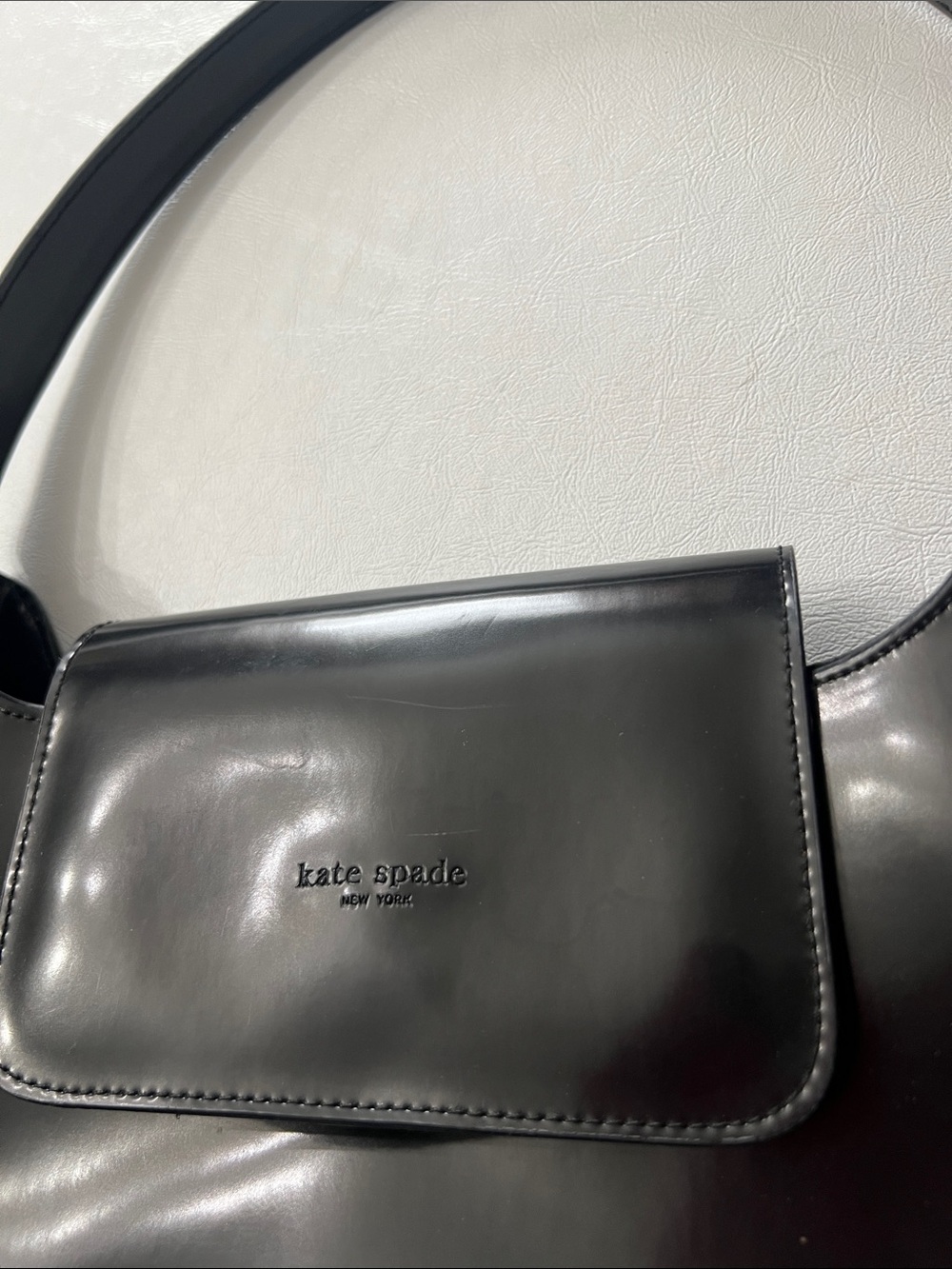 kate spade Black Patent Leather Shoulder Bag with Flap - Picture 2 of 4